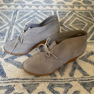 COLE HAAN Suede Lace-Up Wedge Ankle Boots